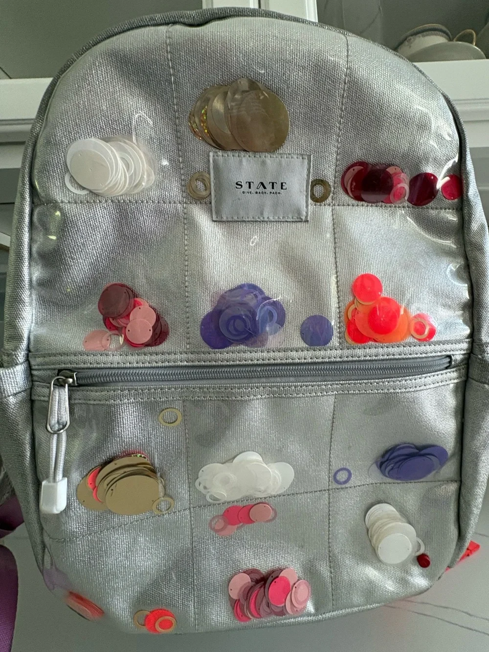 STATE Bags Kids' Kane Confetti Metallic Backpack (Silver)